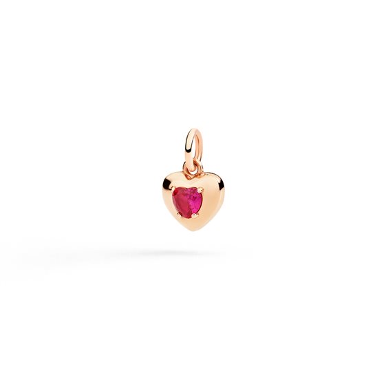 Charm Dodo Donna Cuore in Oro rosa Rubino sintetico DMC6000-HEART-SR09R - DMC6000-HEART-SR09R